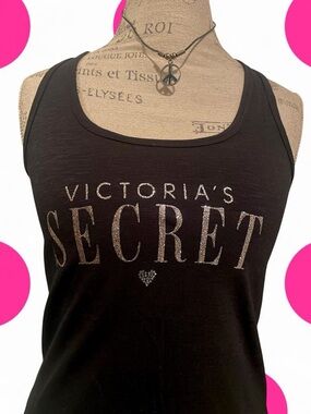 NWT Victoria’s Secret • Bedazzled Mcbling Tank top silver glitter VS Logo • Size